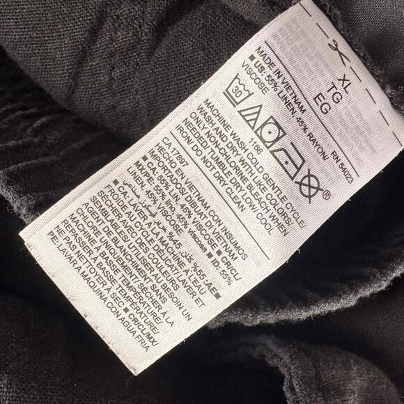 Old Navy Womens XL Drawstring Black Pants Linen Rayon Blend Pockets - Picture 4 of 9